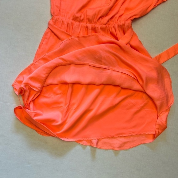 Banana Republic bright orange short sleeve tie waist dress NWT Sz-0 petite. L14 - Picture 6 of 12